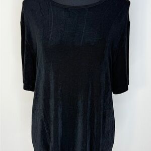 Chico's Travelers Shirt Womens 3 Black Stretch Knit Short Sleeve Top Crew Neck